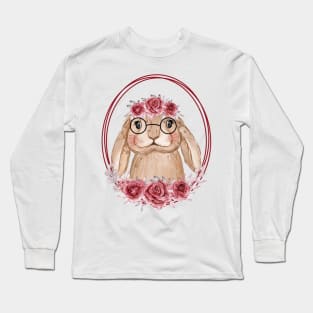 Bunny Flower Wreath Long Sleeve T-Shirt